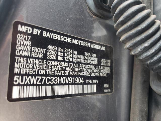 5UXWZ7C33H0V91904 BMW X3 Sdrive28i