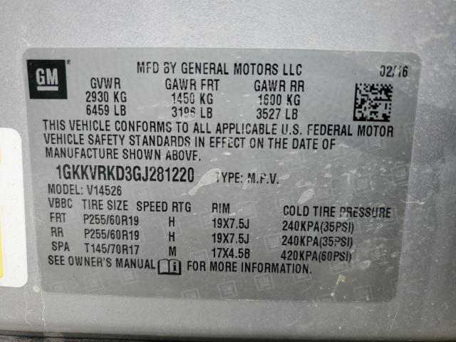 1GKKVRKD3GJ281220 GMC Acadia Slt-1
