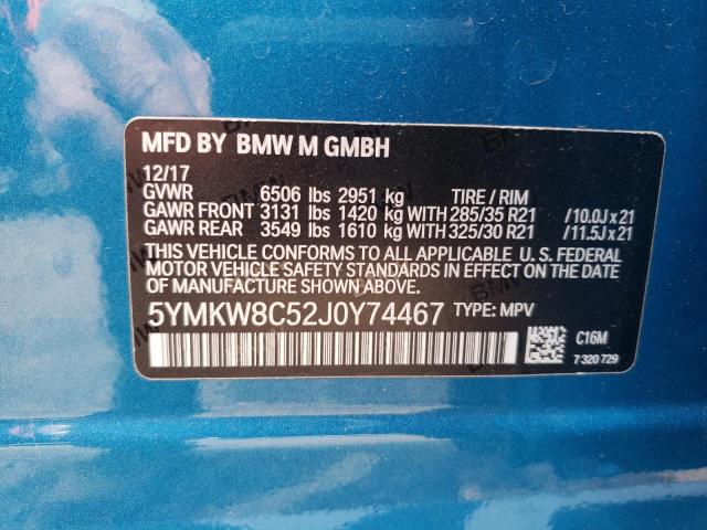 5YMKW8C52J0Y74467 BMW X6 M