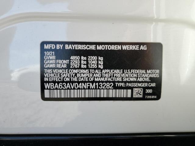 WBA63AV04NFM13282 BMW 430i Gran Coupe