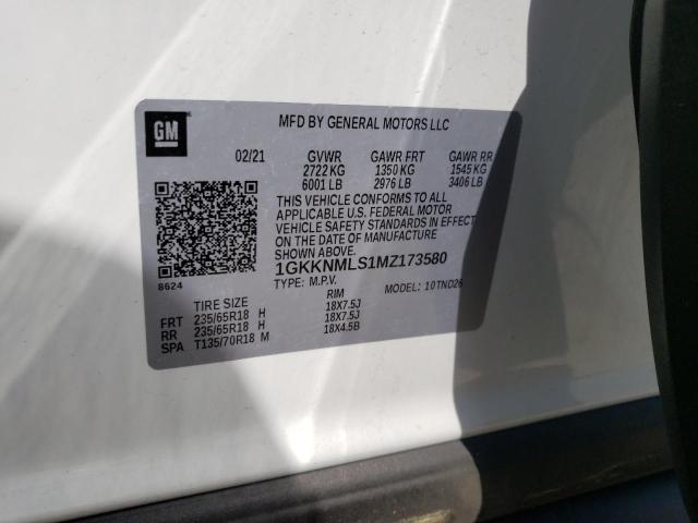 1GKKNMLS1MZ173580 GMC ACADIA SLT