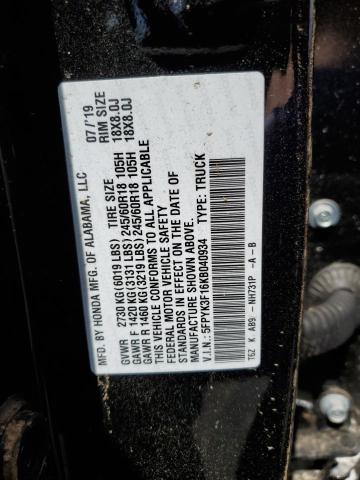 5FPYK3F16KB040934 Honda Ridgeline Sport