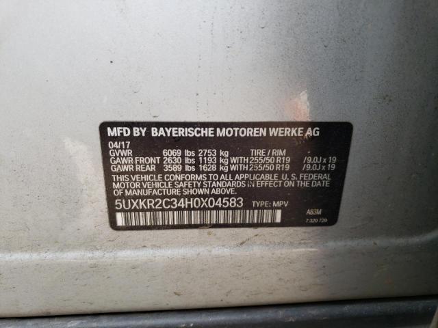 5UXKR2C34H0X04583 BMW X5 Sdrive35i