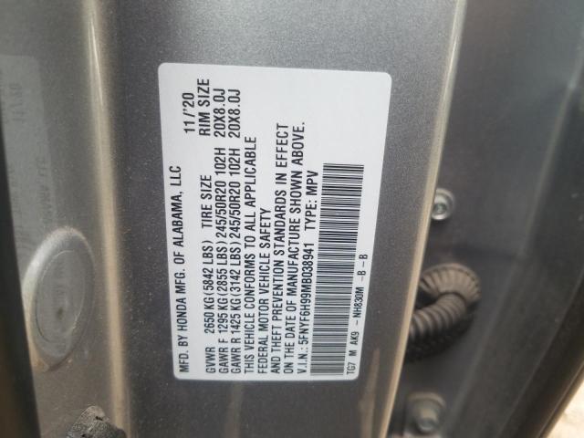 5FNYF6H99MB038941 Honda Pilot Touring