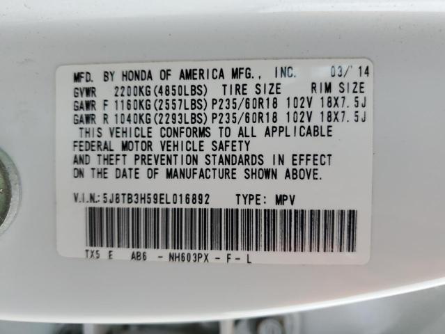 5J8TB3H59EL016892 Acura Rdx Technology