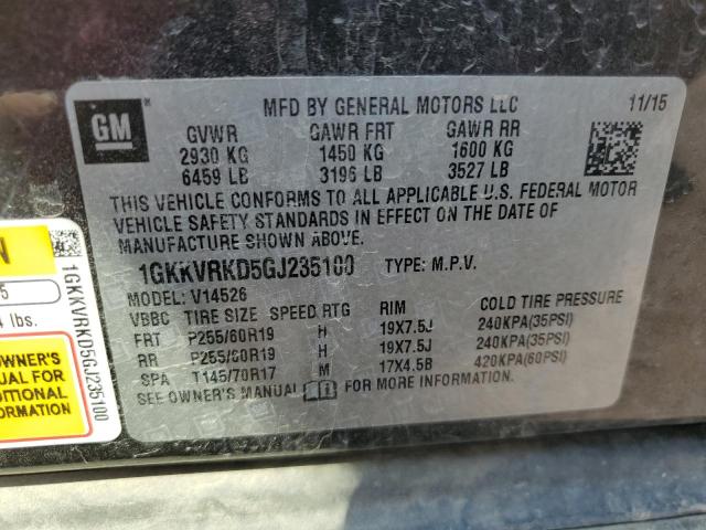 1GKKVRKD5GJ235100 GMC Acadia Slt-1