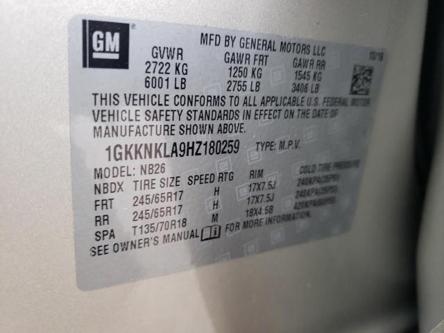 1GKKNKLA9HZ180259 GMC ACADIA SLE