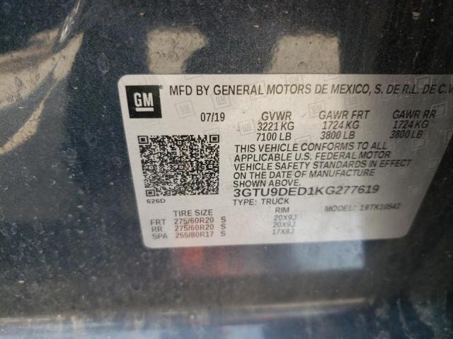 3GTU9DED1KG277619 GMC Sierra K1500 Slt