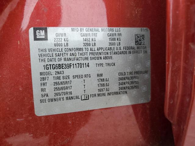 1GTG6BE39F1170114 GMC CANYON SLE