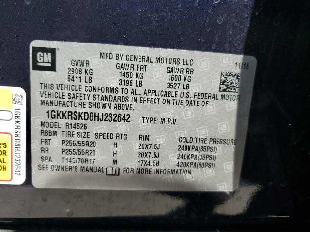 1GKKRSKD8HJ232642 GMC Acadia Limited Slt-2