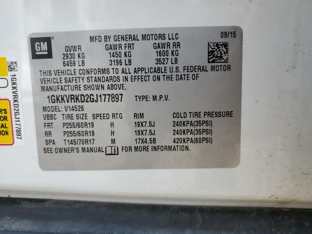 1GKKVRKD2GJ177897 GMC Acadia Slt-1