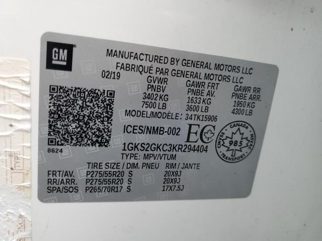 1GKS2GKC3KR294404 GMC Yukon Xl K1500 Slt