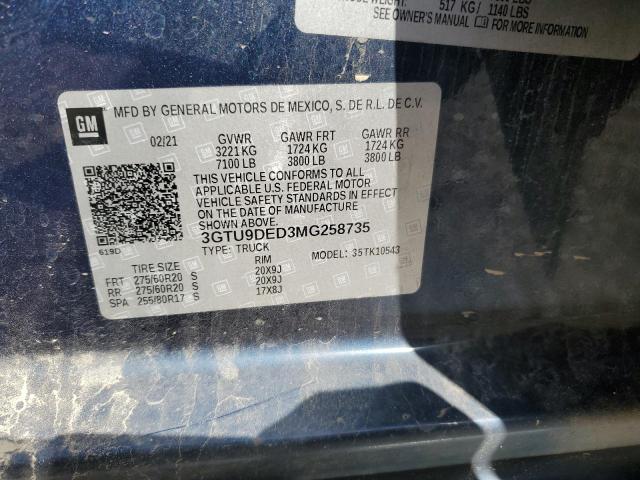 3GTU9DED3MG258735 GMC Sierra K1500 Slt