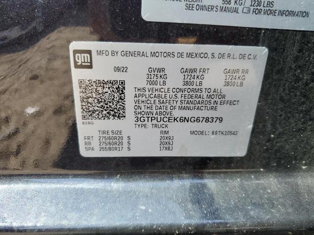 3GTPUCEK6NG678379 GMC Sierra K1500 Elevation