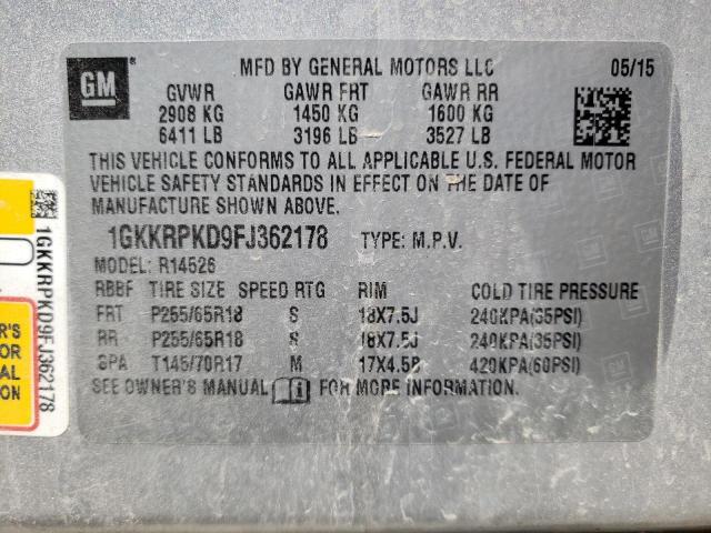 1GKKRPKD9FJ362178 GMC ACADIA SLE