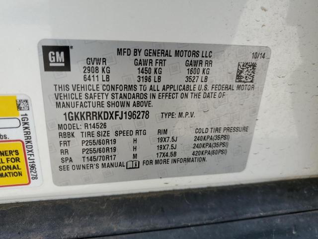 1GKKRRKDXFJ196278 GMC Acadia Slt-1