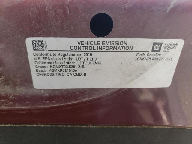 1GKKNRLA5KZ279791 GMC ACADIA SLE