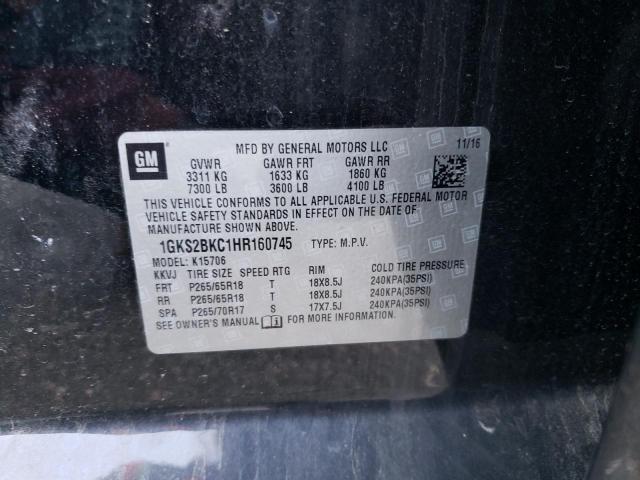1GKS2BKC1HR160745 GMC YUKON SLT