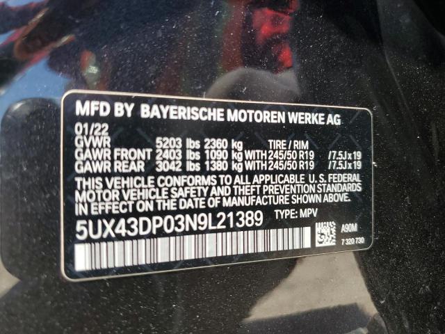 5UX43DP03N9L21389 BMW X3 Sdrive30i