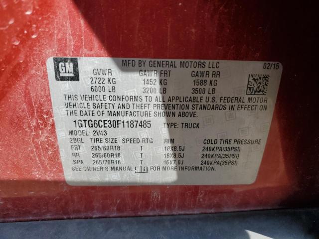 1GTG6CE30F1187485 GMC CANYON SLT