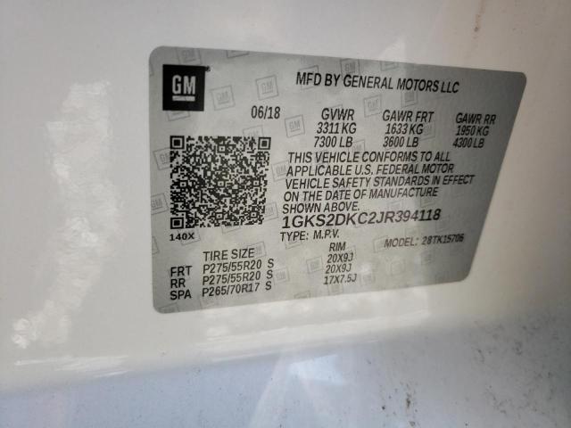 1GKS2DKC2JR394118 GMC YUKON SLT