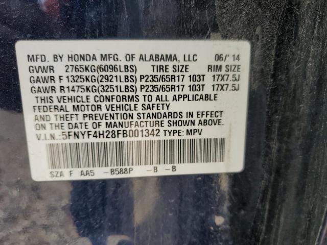 5FNYF4H28FB001342 Honda PILOT LX
