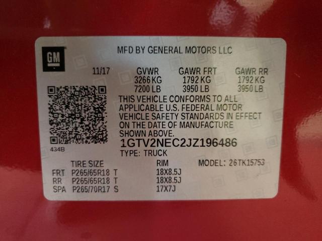 1GTV2NEC2JZ196486 GMC Sierra K1500 Slt