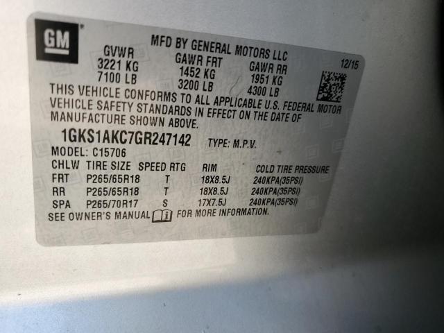 1GKS1AKC7GR247142 GMC YUKON SLE