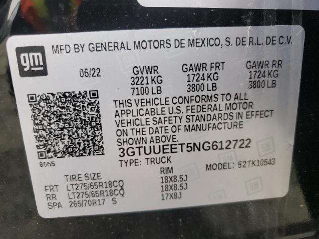 3GTUUEET5NG612722 GMC Sierra K1500 At4