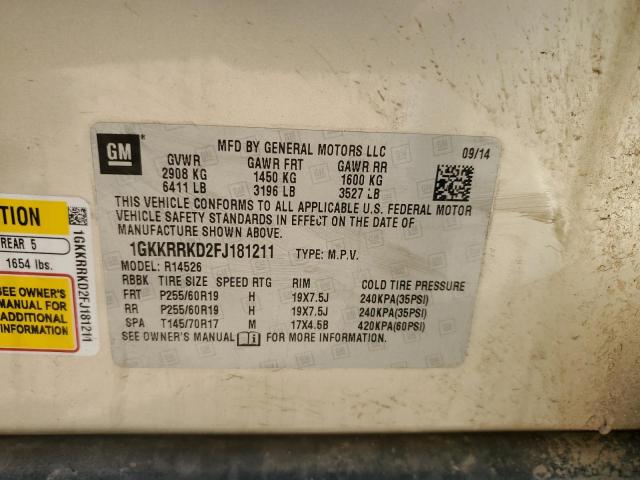 1GKKRRKD2FJ181211 GMC Acadia Slt-1