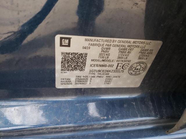 1GTU9CED6KZ333175 GMC Sierra K1500 Elevation