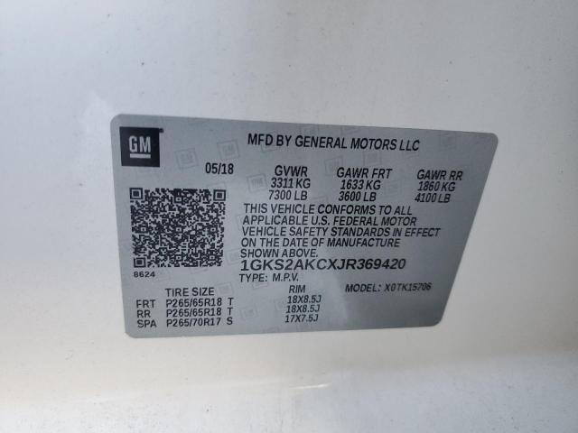 1GKS2AKCXJR369420 GMC YUKON SLE