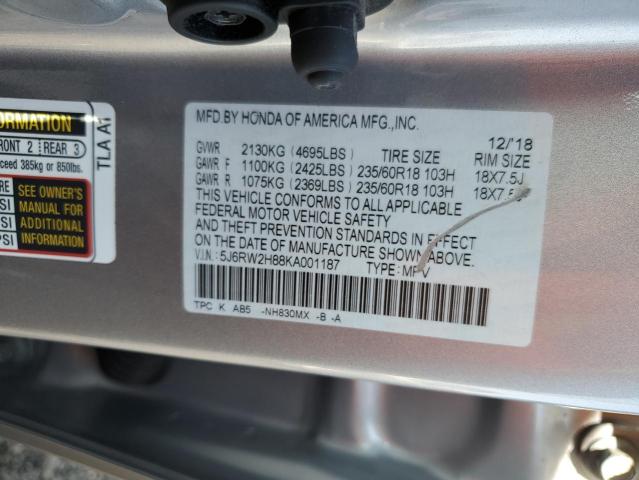 Honda CR-V EXL 2019 5J6RW2H88KA001187 Image 12