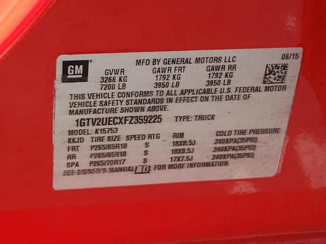1GTV2UECXFZ359225 GMC Sierra K1500 Sle