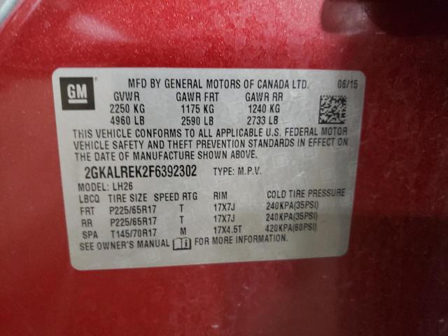 2GKALREK2F6392302 GMC Terrain Sle