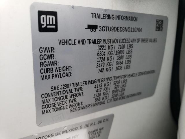 3GTU9DED3NG110764 GMC Sierra Limited K1500 Slt