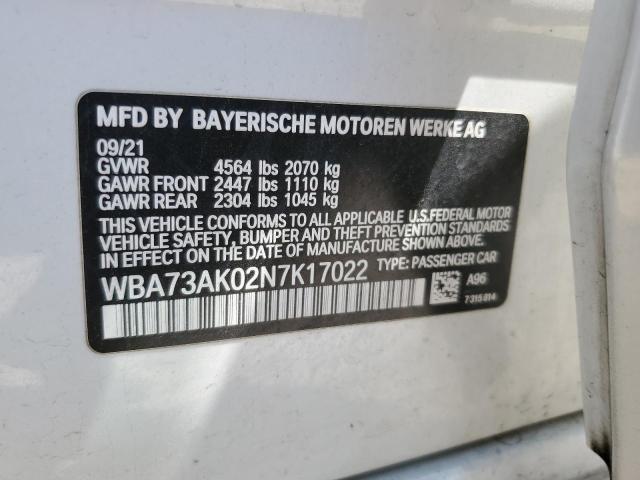 WBA73AK02N7K17022 BMW 228XI