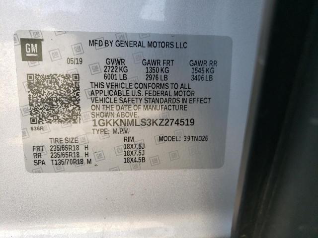 1GKKNMLS3KZ274519 GMC Acadia Slt-1