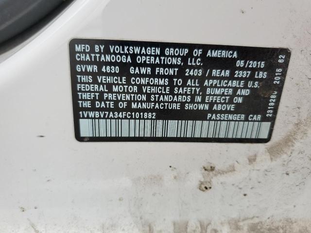 1VWBV7A34FC101882 Volkswagen PASSAT SE