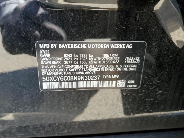 5UXCY6C08N9N30237 BMW X6 Xdrive40i