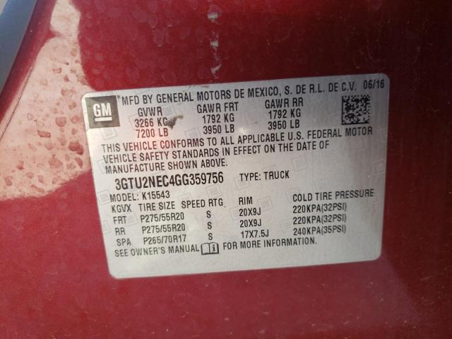 3GTU2NEC4GG359756 GMC Sierra K1500 Slt