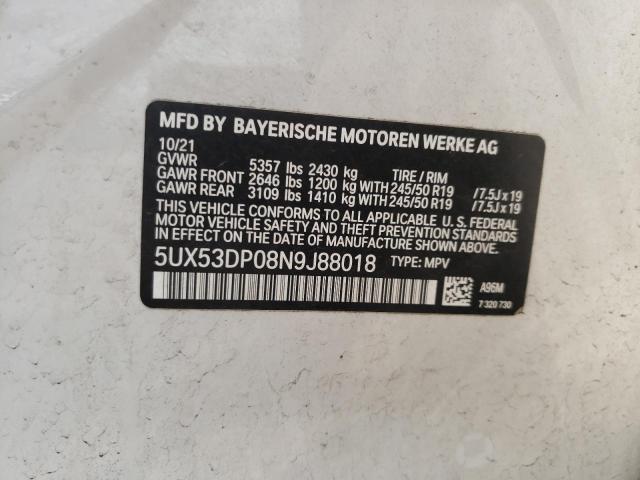 5UX53DP08N9J88018 BMW X3 Xdrive30i