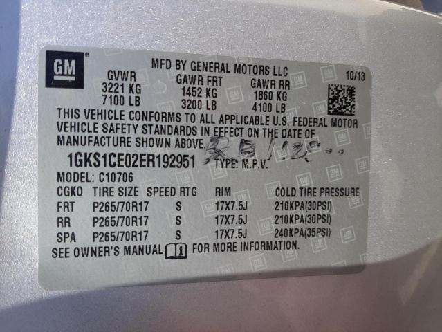 1GKS1CE02ER192951 GMC YUKON SLT