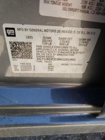 3GTU9DED3NG151461 GMC Sierra Limited K1500 Slt