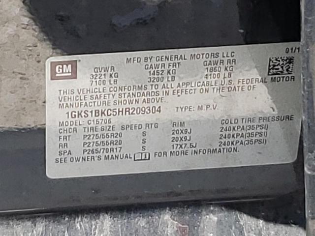 1GKS1BKC5HR209304 GMC YUKON SLT