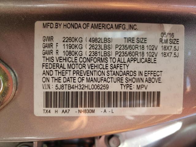5J8TB4H32HL006259 Acura RDX