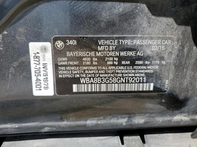 WBA8B3G58GNT92011 BMW 340 I