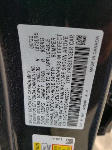 2HGFE1F93NH320327 Honda Civic Touring