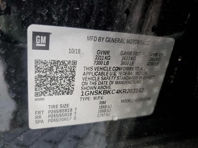 1GNSKBKC4KR203162 Chevrolet Tahoe K1500 Lt