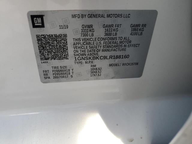 1GNSKBKC9LR188160 Chevrolet Tahoe K1500 Lt